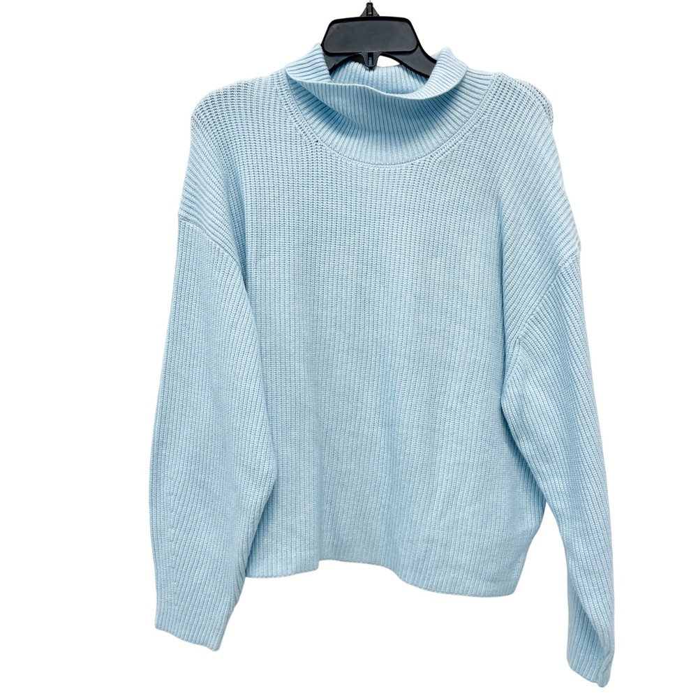 A New Day Women's Light Blue Mock Neck Ribbed Knit Sweater Size Large